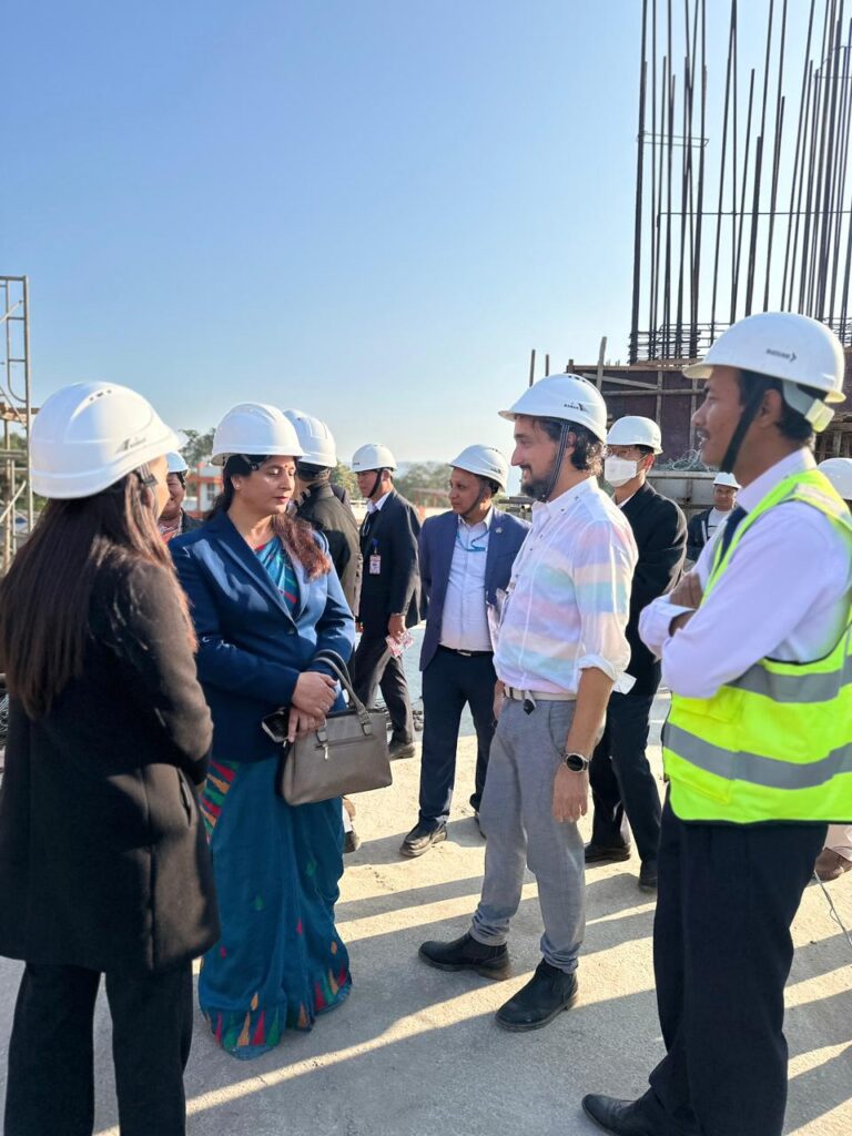 GVZ Green Venture Zone in Pokhara, Nepal by Pedro Aibeo, view over site under construction meeting with City Mayor and United Nations